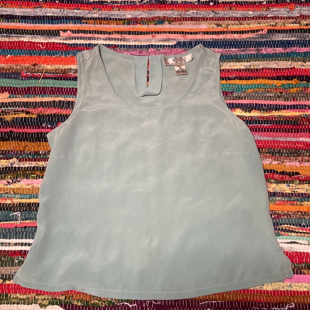 100% silk vintage baby blue tank